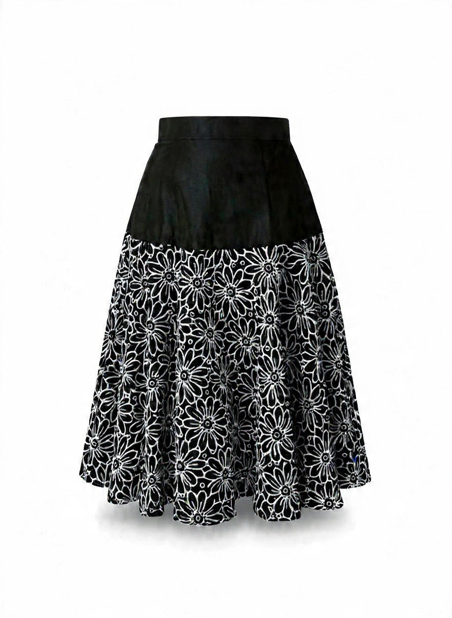 The Floral Contrast Midi Skirt