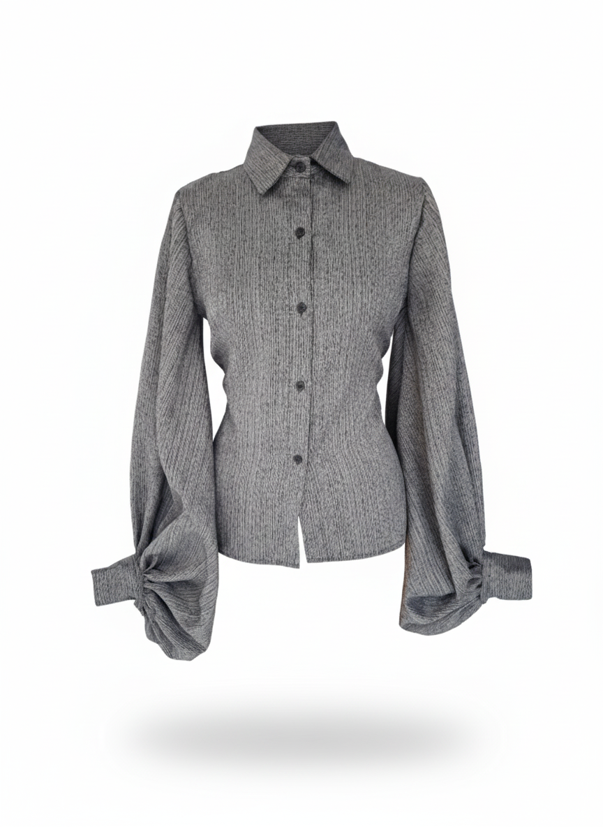 Exaggerating bishop sleeve Shirt- Grey