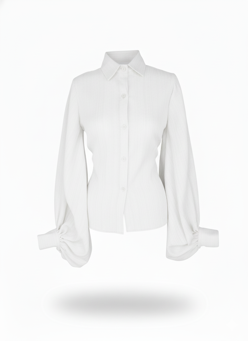 Exaggerating bishop sleeve Shirt- White
