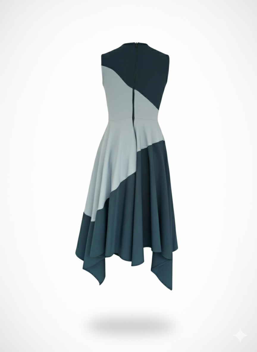 INJABULO-
handkerchief, Sleeveless teal blue dress