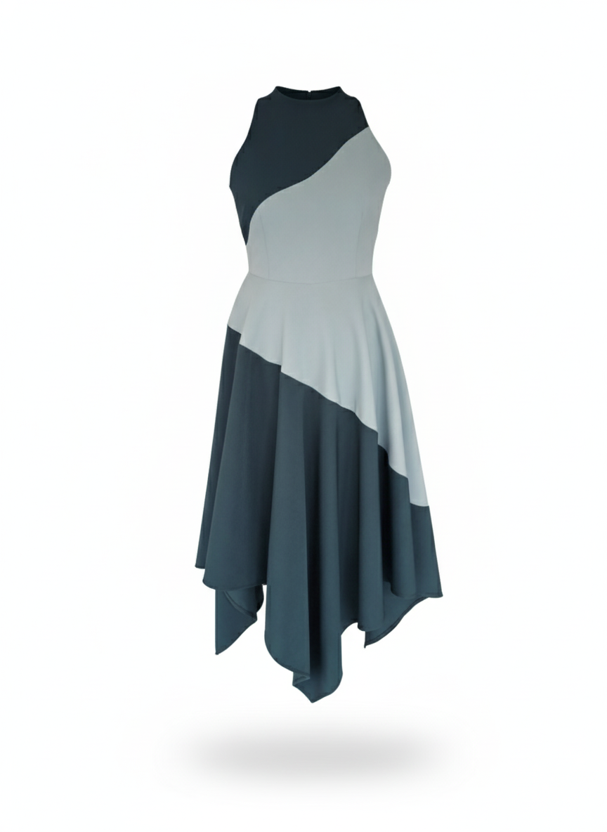 INJABULO-
handkerchief, Sleeveless teal blue dress