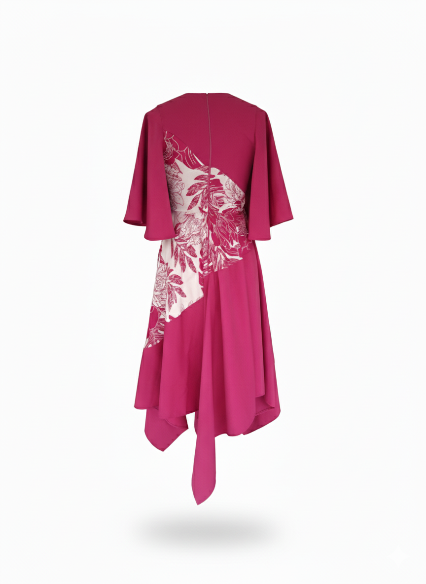 INJABULO-
Handkerchief, flared Sleeves Pink Dress