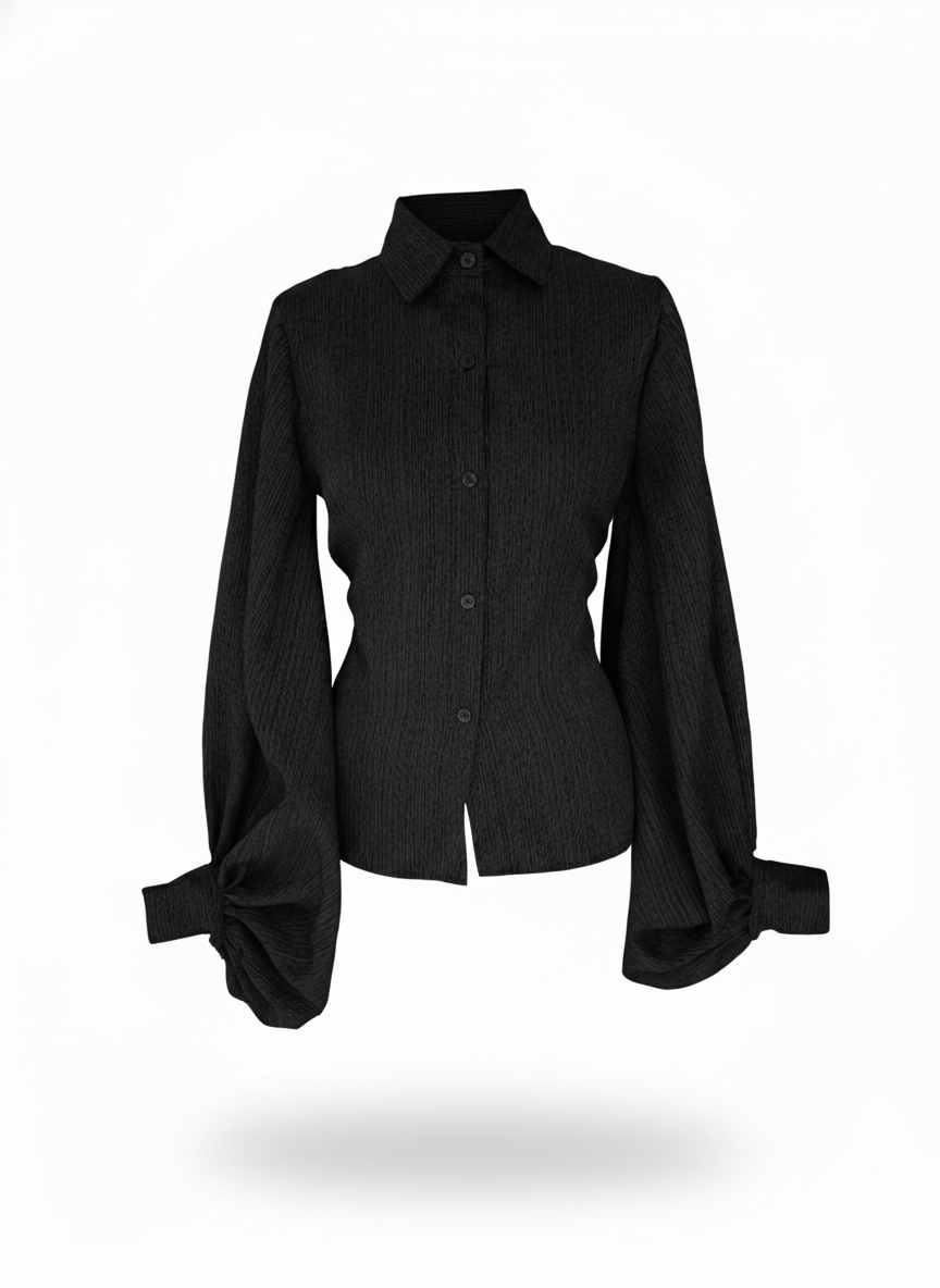 Exaggerating bishop sleeve Shirt- Black