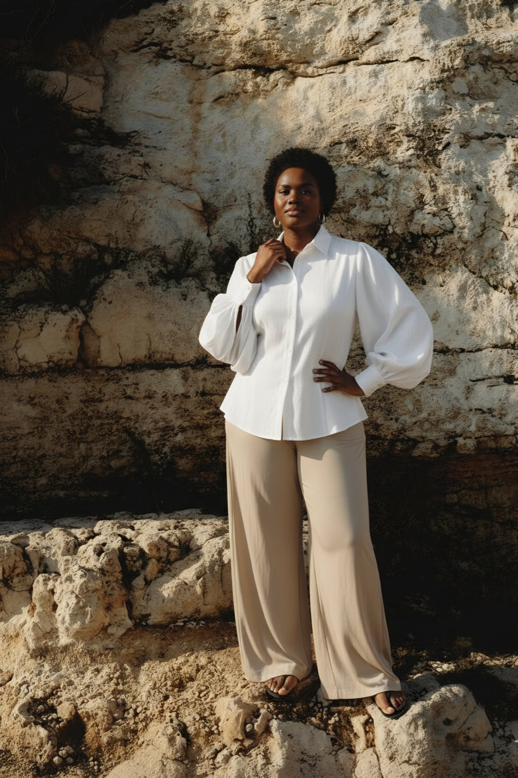 Exaggerating bishop sleeve Shirt- White