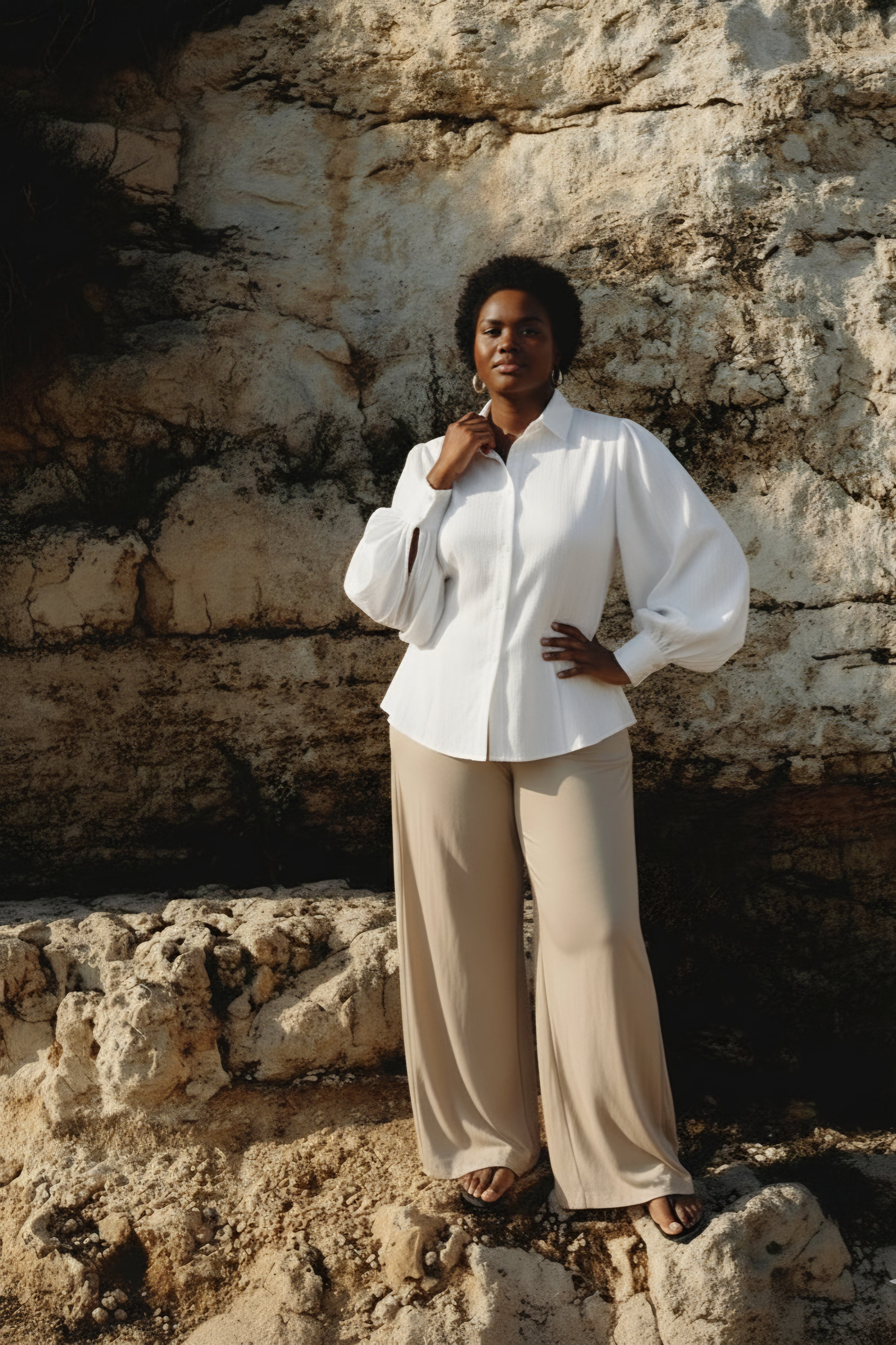 Exaggerating bishop sleeve Shirt- White