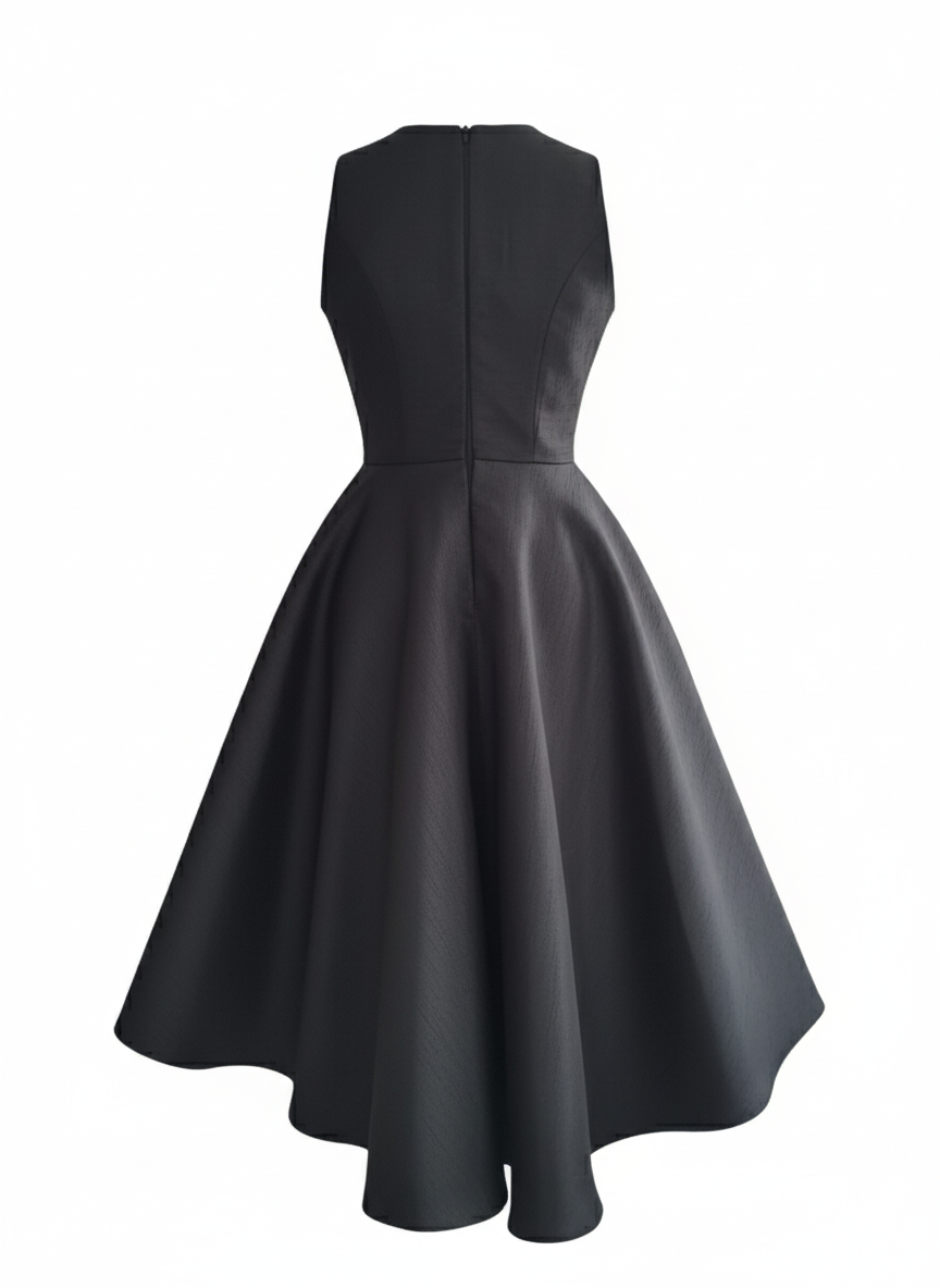 Midnight Flare-
Sleeves Structured Black dress