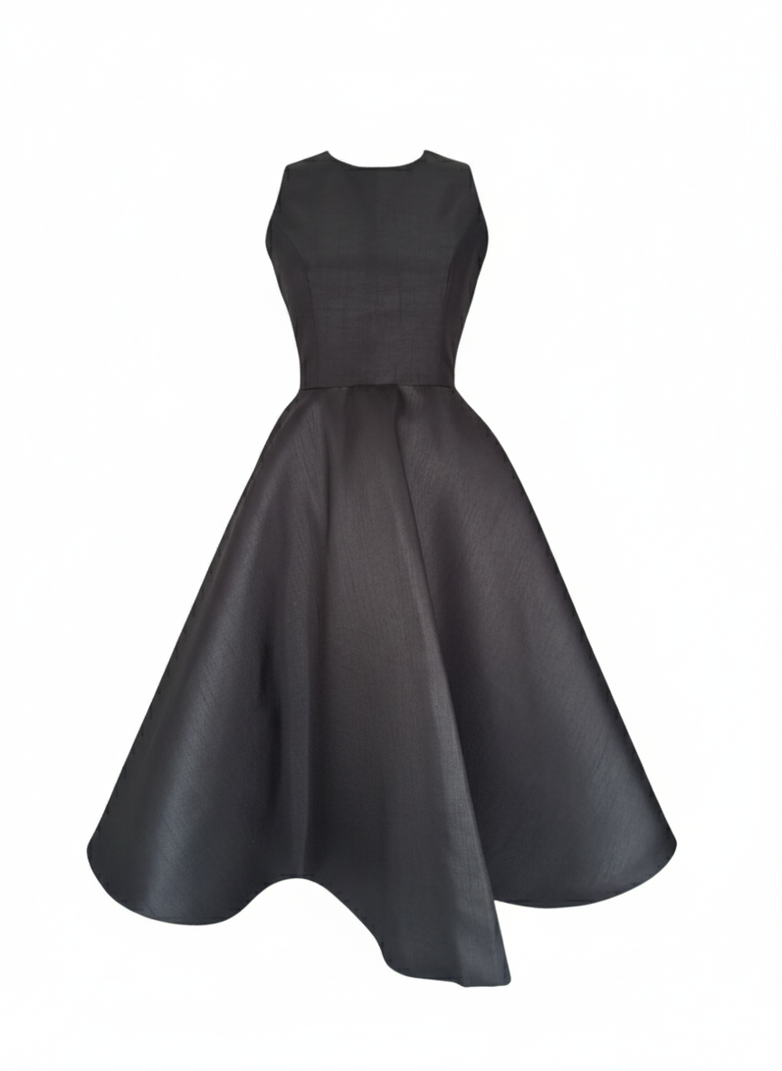 Midnight Flare-
Sleeves Structured Black dress